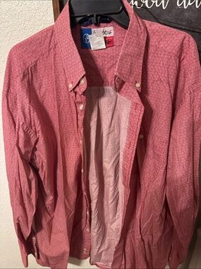 George strait  Men’s Patterned Red Button-Down Casual Shirt
